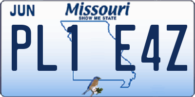 MO license plate PL1E4Z