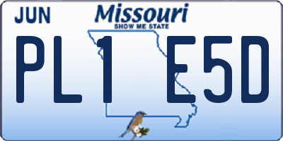 MO license plate PL1E5D