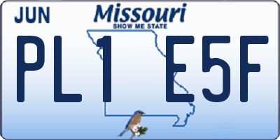 MO license plate PL1E5F
