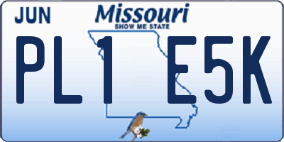 MO license plate PL1E5K