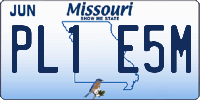 MO license plate PL1E5M
