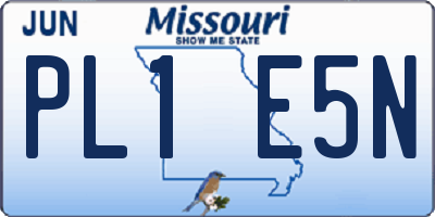 MO license plate PL1E5N