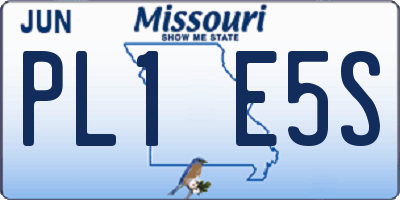 MO license plate PL1E5S