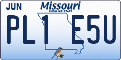 MO license plate PL1E5U