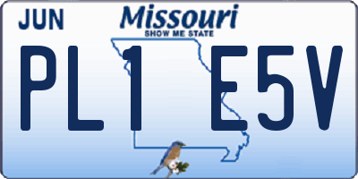MO license plate PL1E5V
