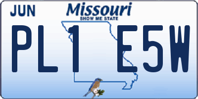 MO license plate PL1E5W
