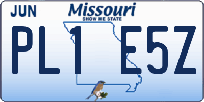 MO license plate PL1E5Z