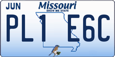 MO license plate PL1E6C