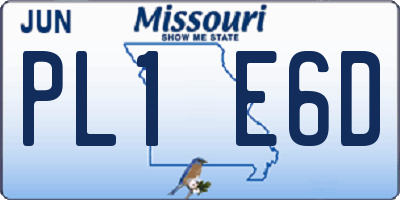 MO license plate PL1E6D