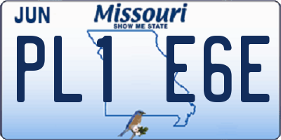 MO license plate PL1E6E