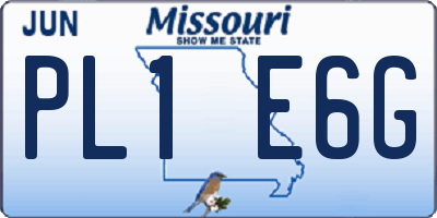 MO license plate PL1E6G