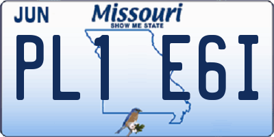 MO license plate PL1E6I