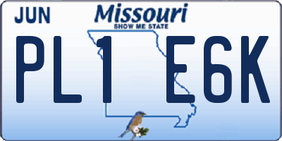 MO license plate PL1E6K