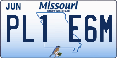 MO license plate PL1E6M