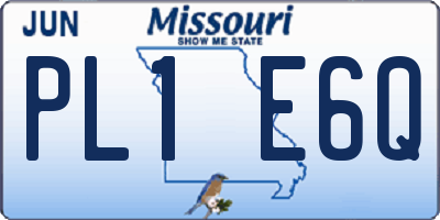 MO license plate PL1E6Q