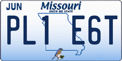 MO license plate PL1E6T
