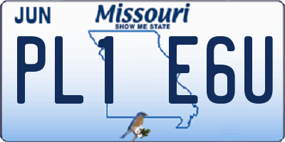 MO license plate PL1E6U