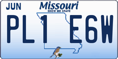 MO license plate PL1E6W