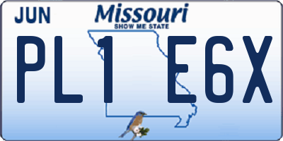 MO license plate PL1E6X