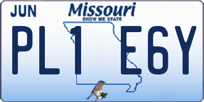 MO license plate PL1E6Y