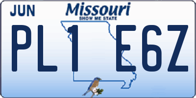 MO license plate PL1E6Z