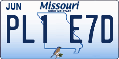 MO license plate PL1E7D