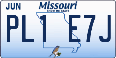 MO license plate PL1E7J