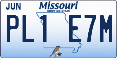 MO license plate PL1E7M