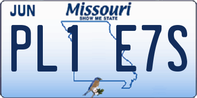 MO license plate PL1E7S