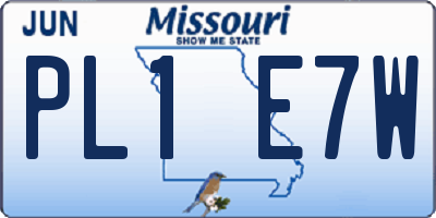 MO license plate PL1E7W