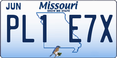 MO license plate PL1E7X