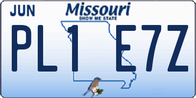 MO license plate PL1E7Z
