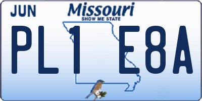 MO license plate PL1E8A