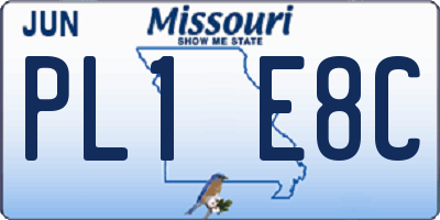 MO license plate PL1E8C