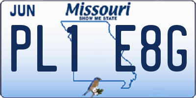 MO license plate PL1E8G