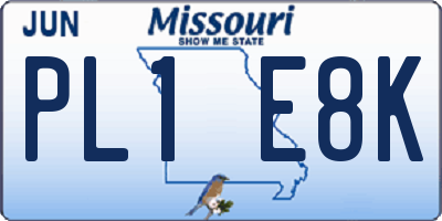 MO license plate PL1E8K
