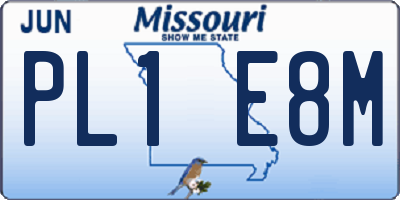 MO license plate PL1E8M