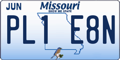 MO license plate PL1E8N