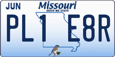 MO license plate PL1E8R