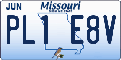 MO license plate PL1E8V