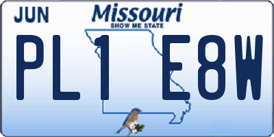 MO license plate PL1E8W