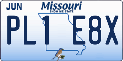 MO license plate PL1E8X