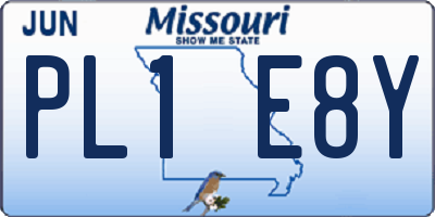 MO license plate PL1E8Y