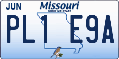 MO license plate PL1E9A