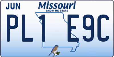 MO license plate PL1E9C