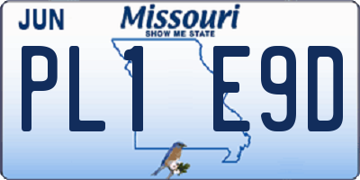MO license plate PL1E9D