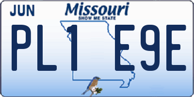 MO license plate PL1E9E