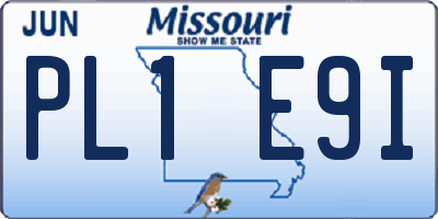 MO license plate PL1E9I