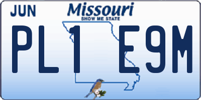 MO license plate PL1E9M