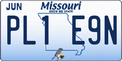 MO license plate PL1E9N